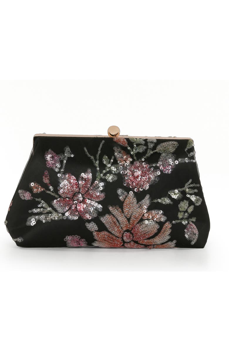 Jewel Badgley Mischka Lyric Sequin Floral Satin Top Handle, Alternate, color, Black Multi