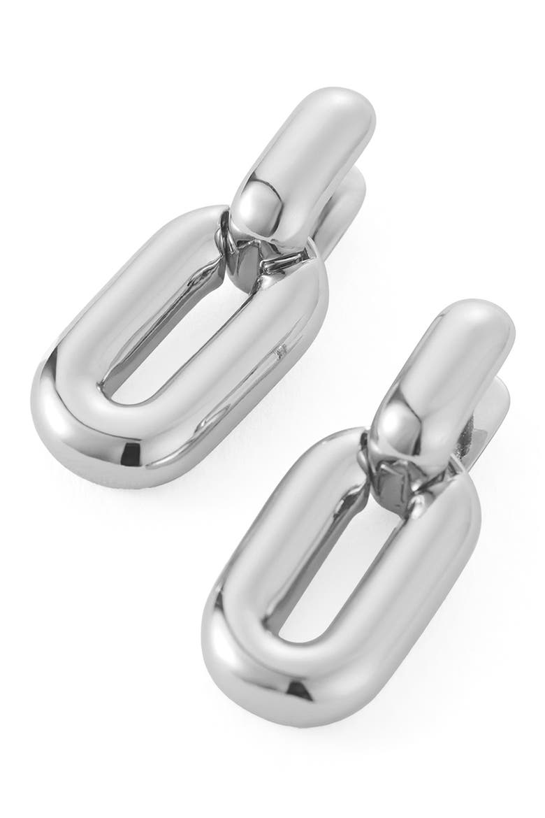Puffy Detachable Link Earrings, Main, color, HIGH POLISH SILVER
