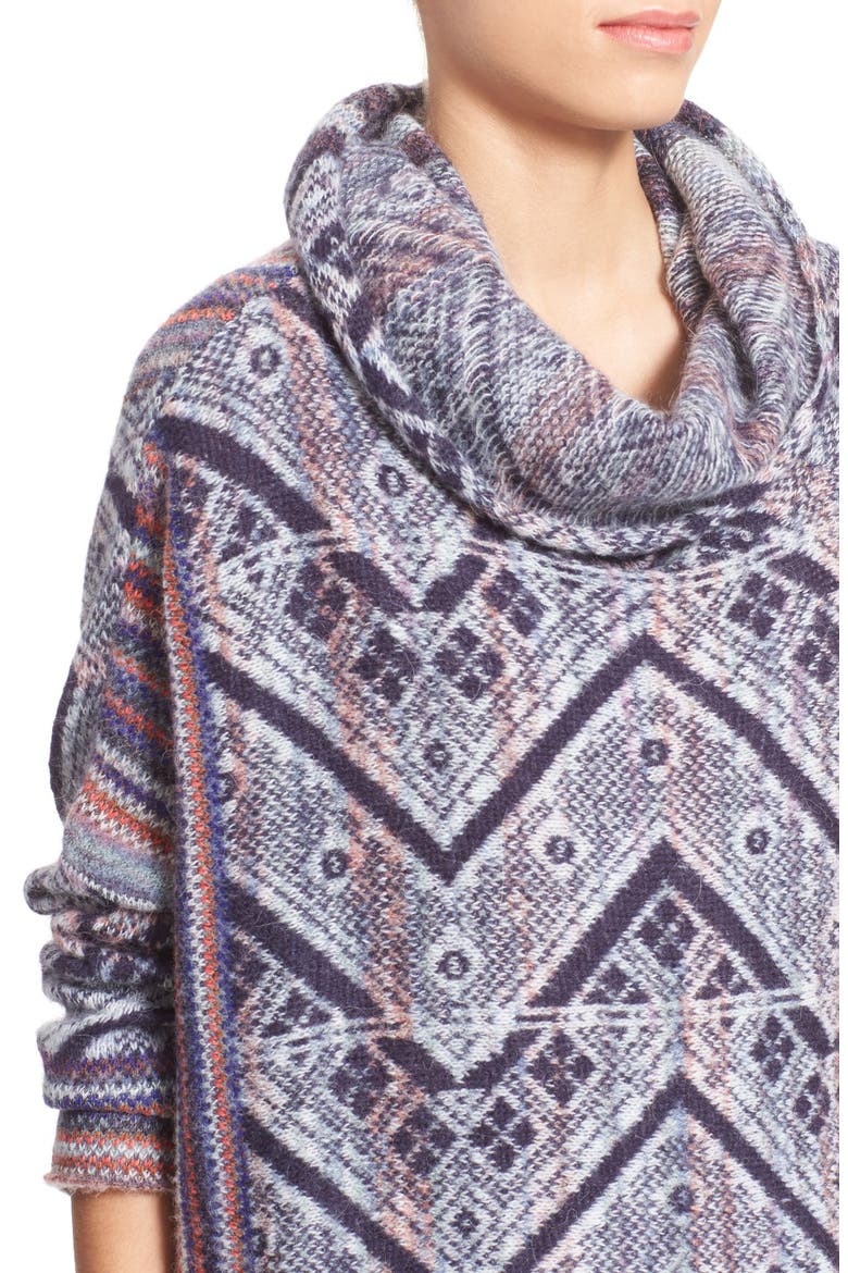 'Be the One' Fringe Poncho, Alternate, color, BLUE MULTI