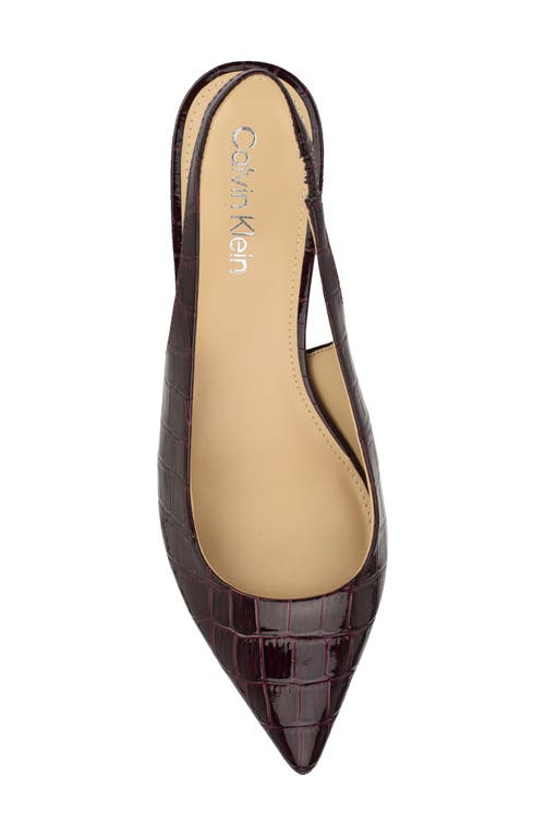 Calvin Klein Dainty Kitten Heel Pointed Toe Slingback Pump In Burgundy