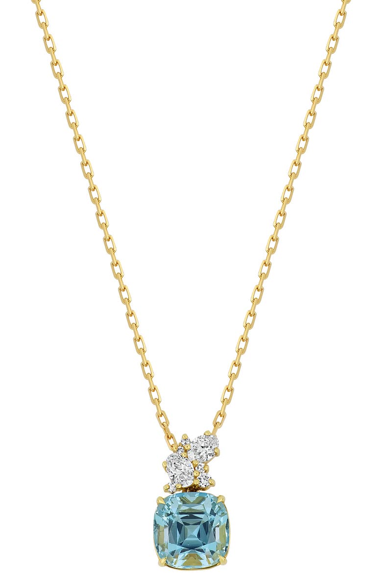 Bony Levy Aquamarine & Diamond Cluster Pendant Necklace, Main, color, 18K Yellow Gold Aquamarine
