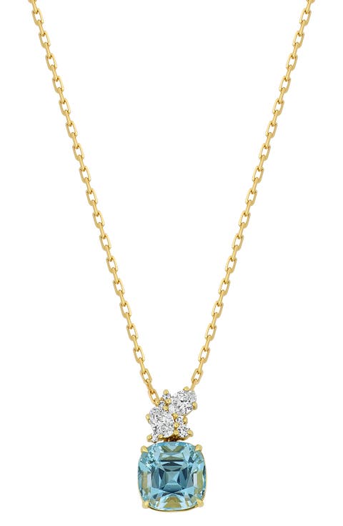 Aquamarine & Diamond Cluster Pendant Necklace (Nordstrom Exclusive)