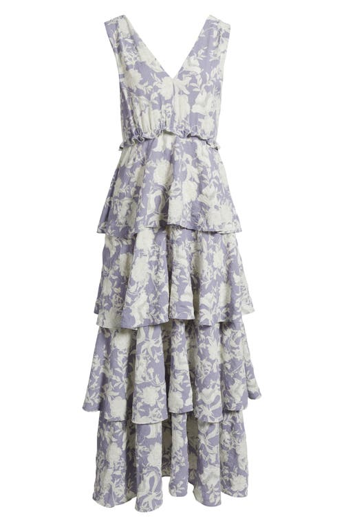 Chelsea28 Floral Tiered Maxi Dress In Blue- Ivory Bloomtastic