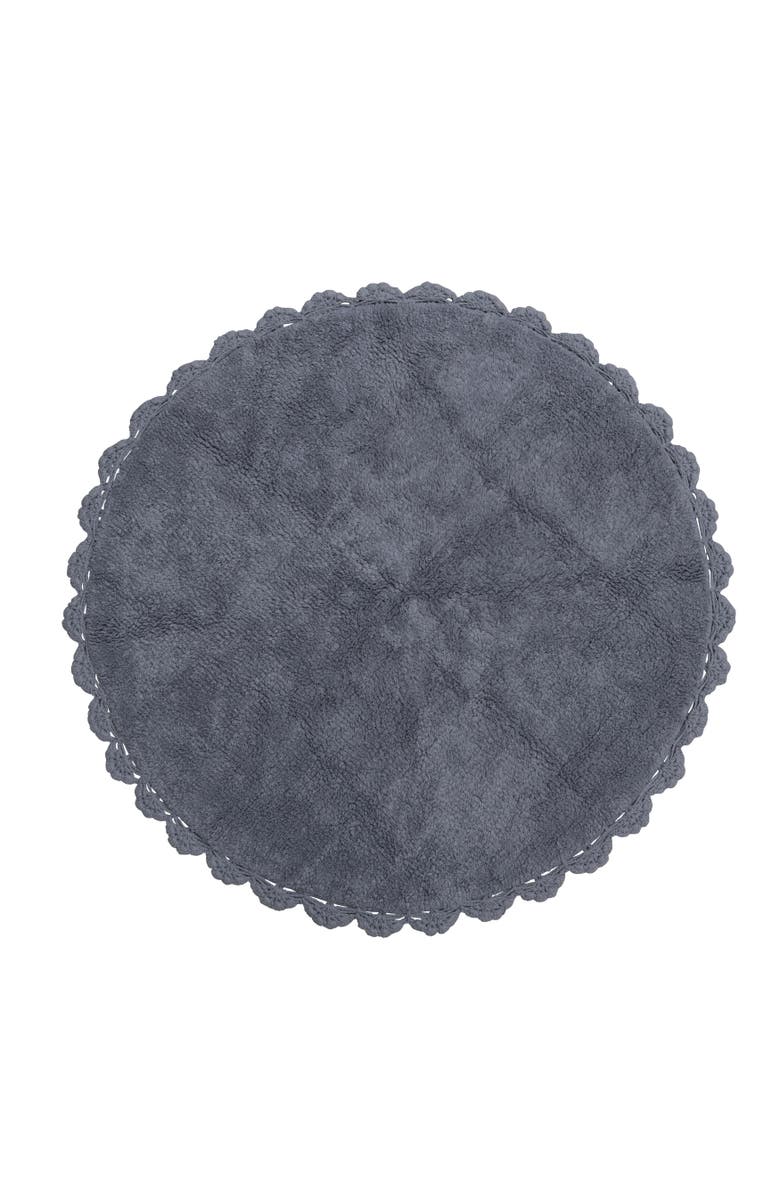 Storied Home Cotton Tufted Rug with Crocheted and Scalloped Trim, Main, color, Grey