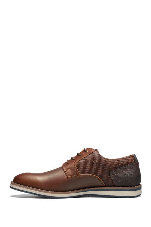 Nunn Bush Circuit Leather Plain Toe Derby In Brandy