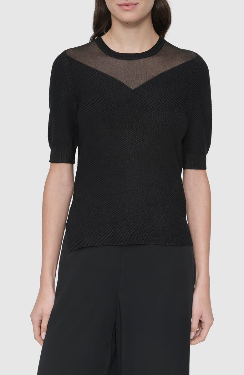 DKNY Illusion Neck Short Sleeve Sweater, Main, color, 