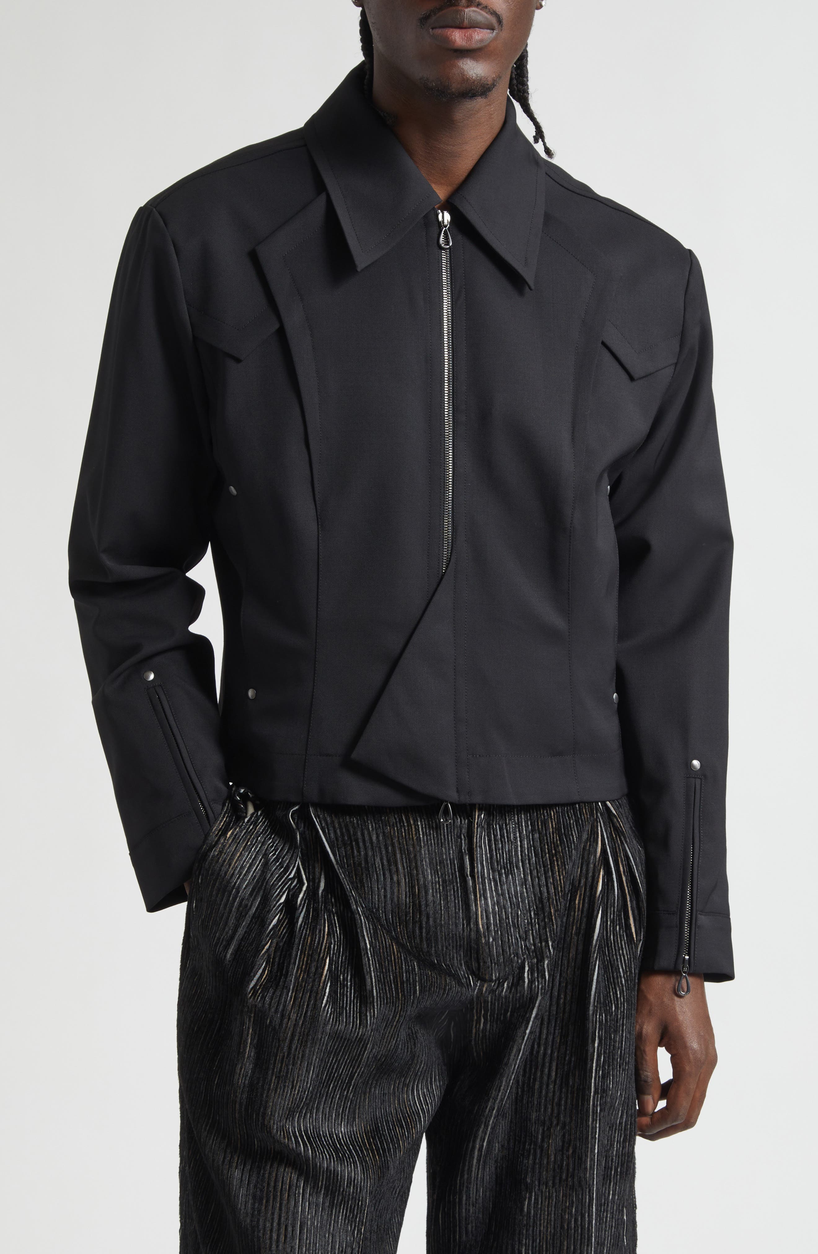 KIKO KOSTADINOV Kraner Stretch Virgin Wool Crop Blouson Jacket