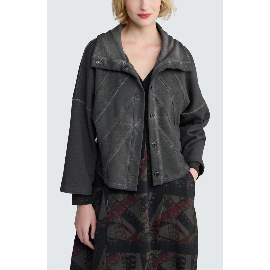 Luukaa Vera Cropped Sculptural Jacket In Gray