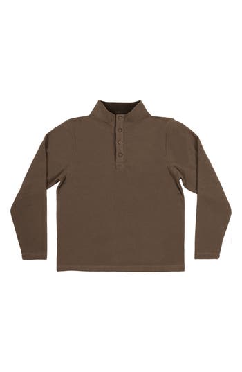 Burnside Jacquard Henley Sweatshirt In Brown