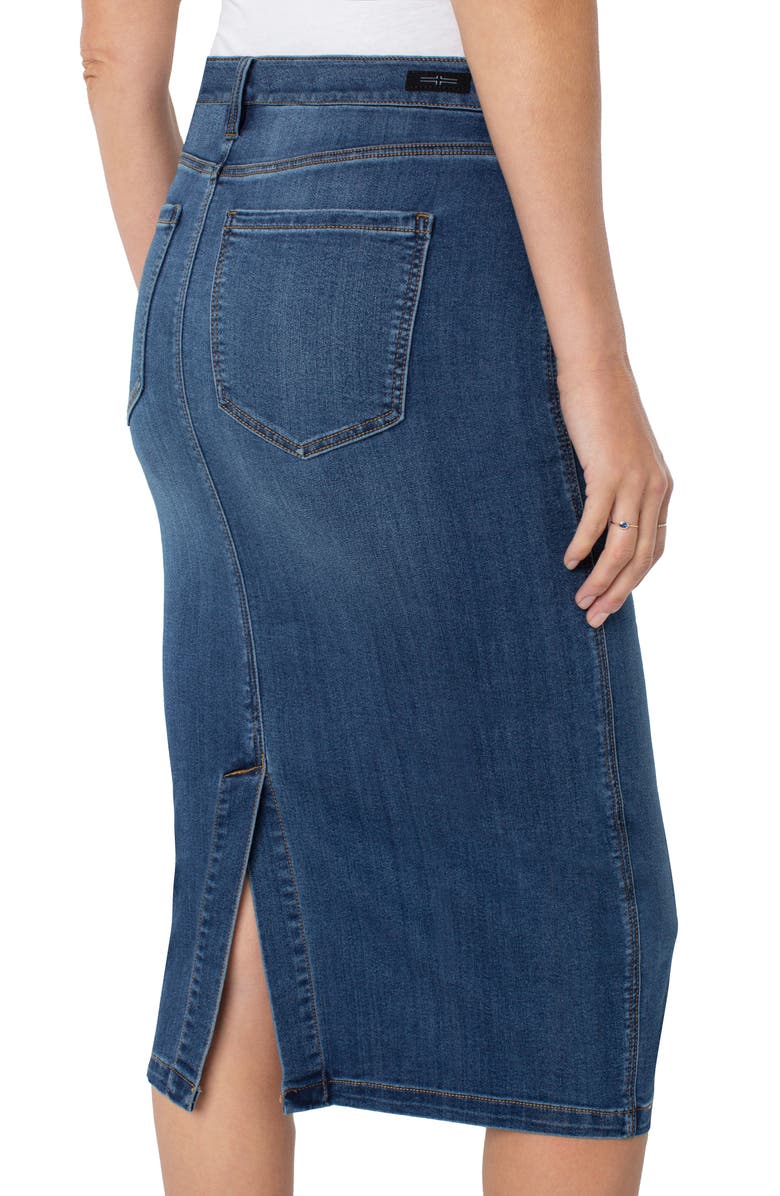 Liverpool Los Angeles Front Yoke Denim Midi Skirt, Alternate, color, 