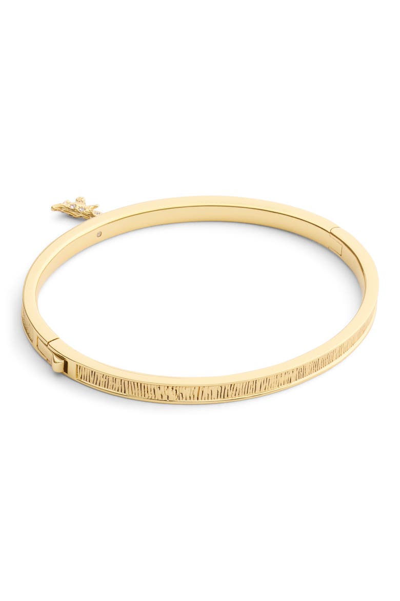 Brushed Rexy Charm Hinge Bangle, Alternate, color, SHINY GOLD