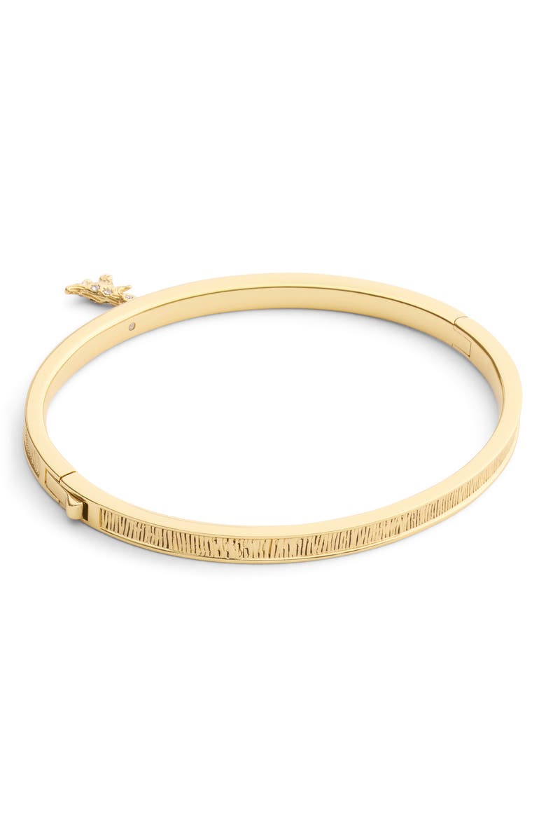 COACH Brushed Rexy Charm Hinge Bangle, Alternate, color, Shiny Gold