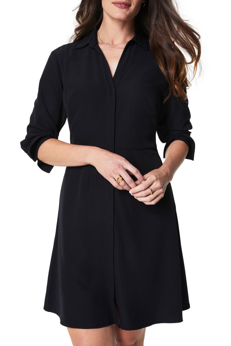 Long Sleeve Crepe Dress, Alternate, color, CLASSIC BLACK