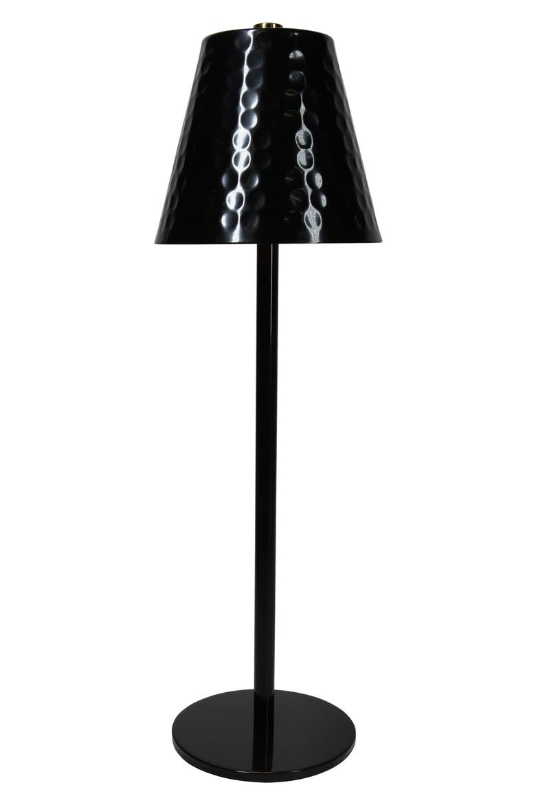 Cordless Rechargeable Hammered Metal Table Lamp, Main, color, BLACK