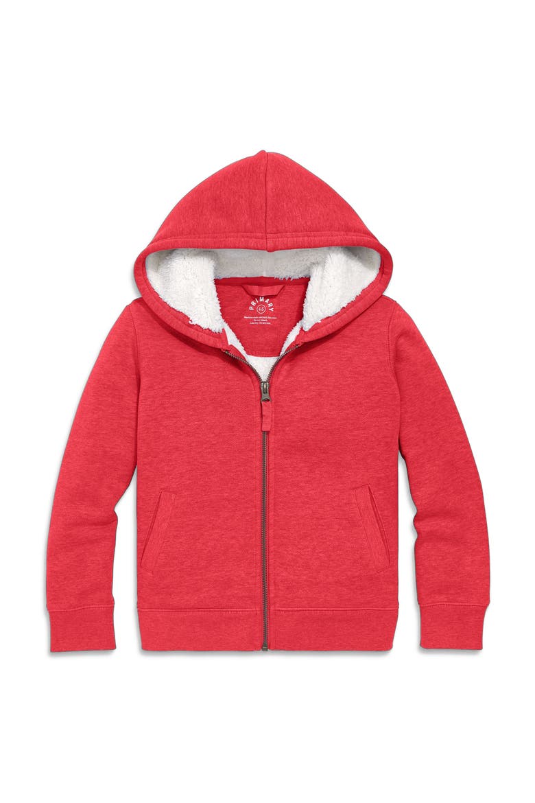 Teddy Fleece-Lined Zip Hoodie, Alternate, color, Heather Cherry
