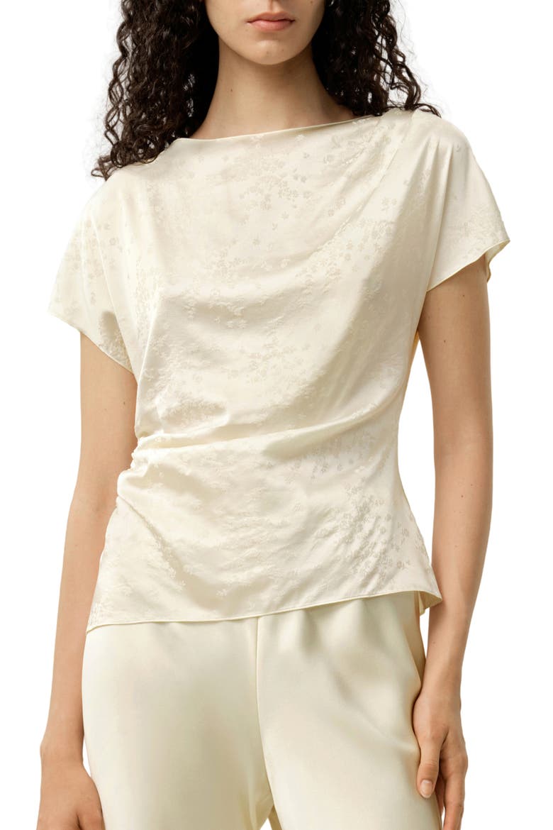 Women's Ying Jacquard Silk Top, Main, color, Lily White