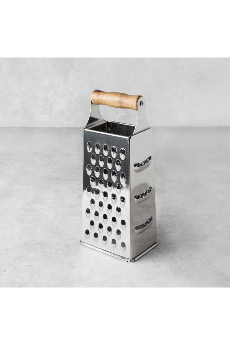 Acacia Wood Handled Cheese Grater, Alternate, color, Silver
