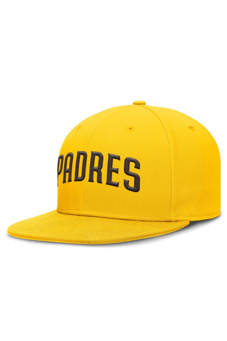 Men's Nike Gold San Diego Padres Wordmark Dri-FIT Round Bill True Fitted Hat, Main, color, Gold