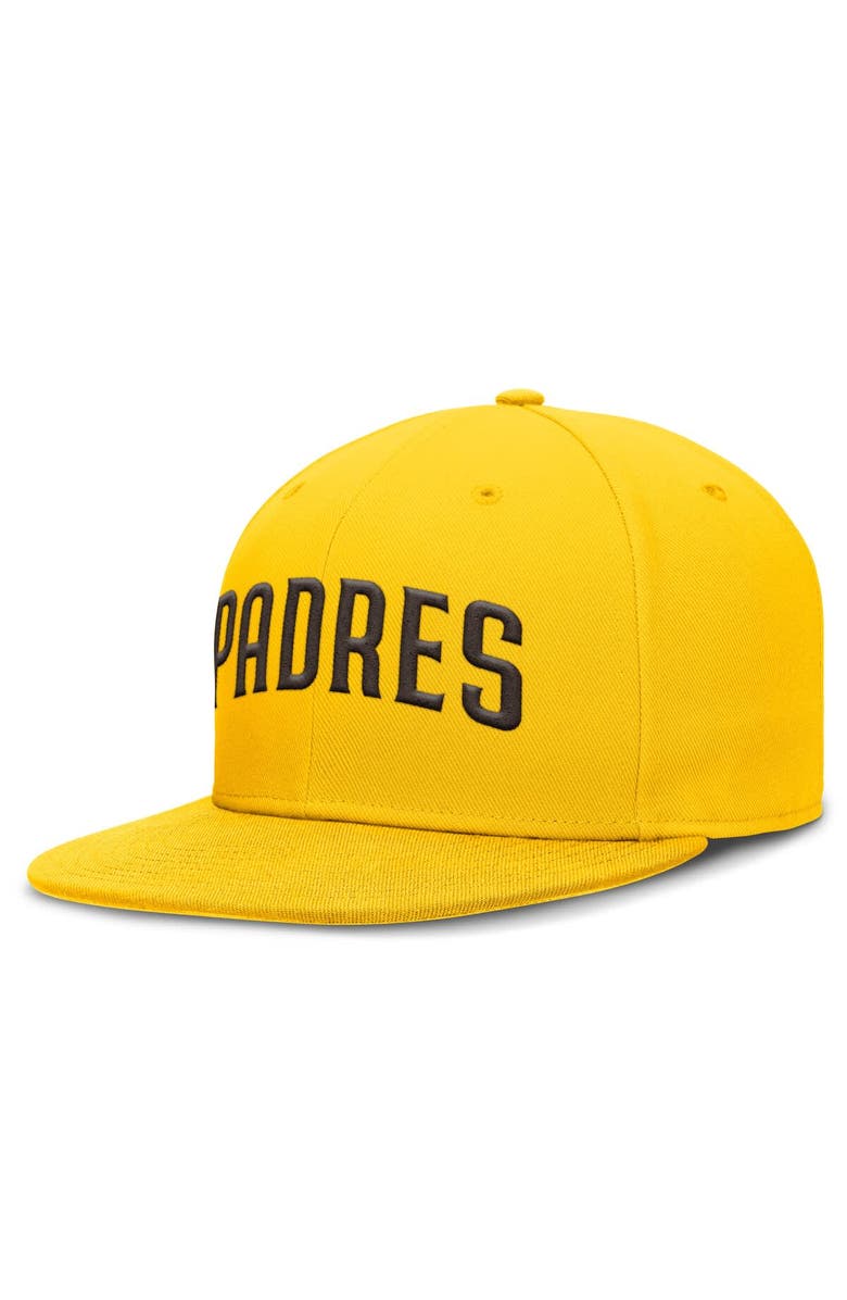 Nike Men's Nike Gold San Diego Padres Wordmark Dri-FIT Round Bill True Fitted Hat, Main, color, Gold
