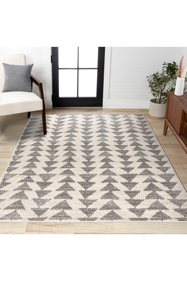 Aisha Moroccan Triangle Geometric Area Rug, Alternate, color, Cream/Gray