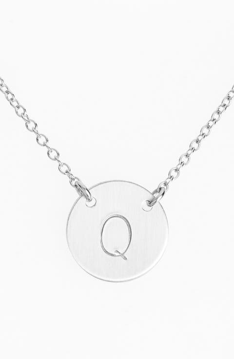 Sterling Silver Initial Disc Necklace