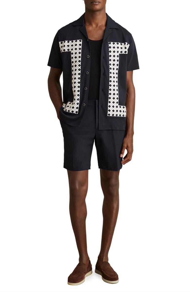 Reiss Deck Flat Front Shorts, Alternate, color, Navy