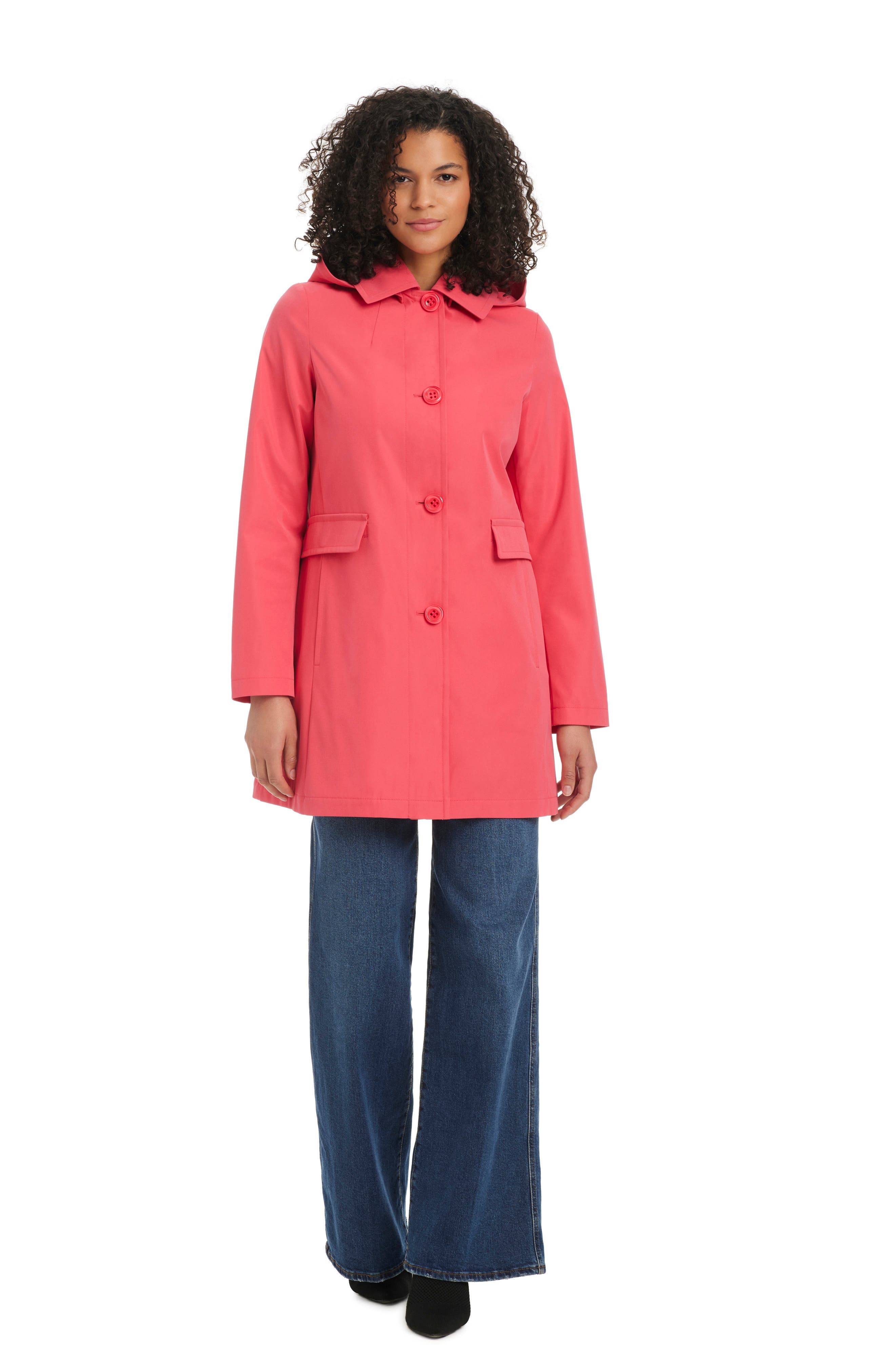 Kate Spade New York water resistant hooded a-line trench coat