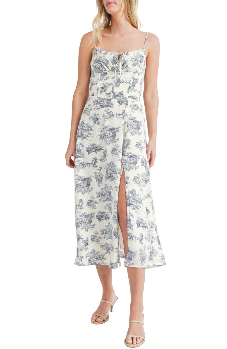All in Favor Midi Sundress, Main, color, Ivory Blue