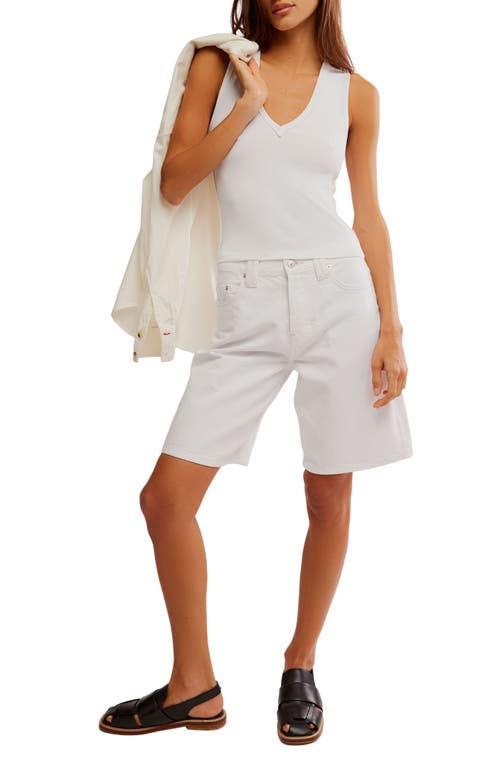 Shop Free People Montana High Waist Denim Walking Shorts In Snowfall