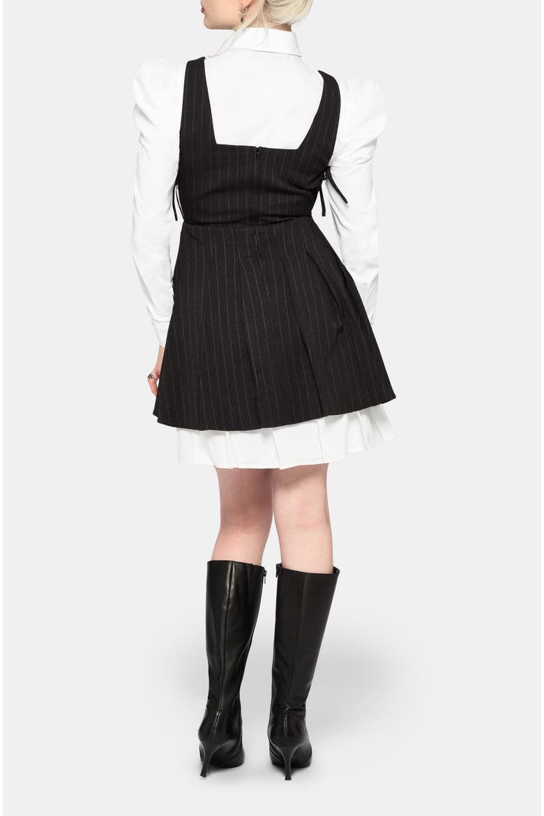 Sabrina Striped Pleated Pinafore Dress, Alternate, color, Grey