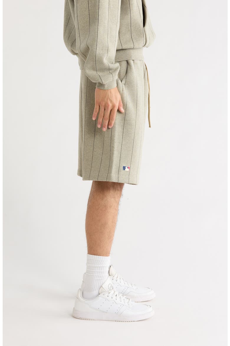 x MLB '90s Drawstring Cotton Blend Sweat Shorts, Alternate, color, SEAL HEATHER/ BLACK PINSTRIPES