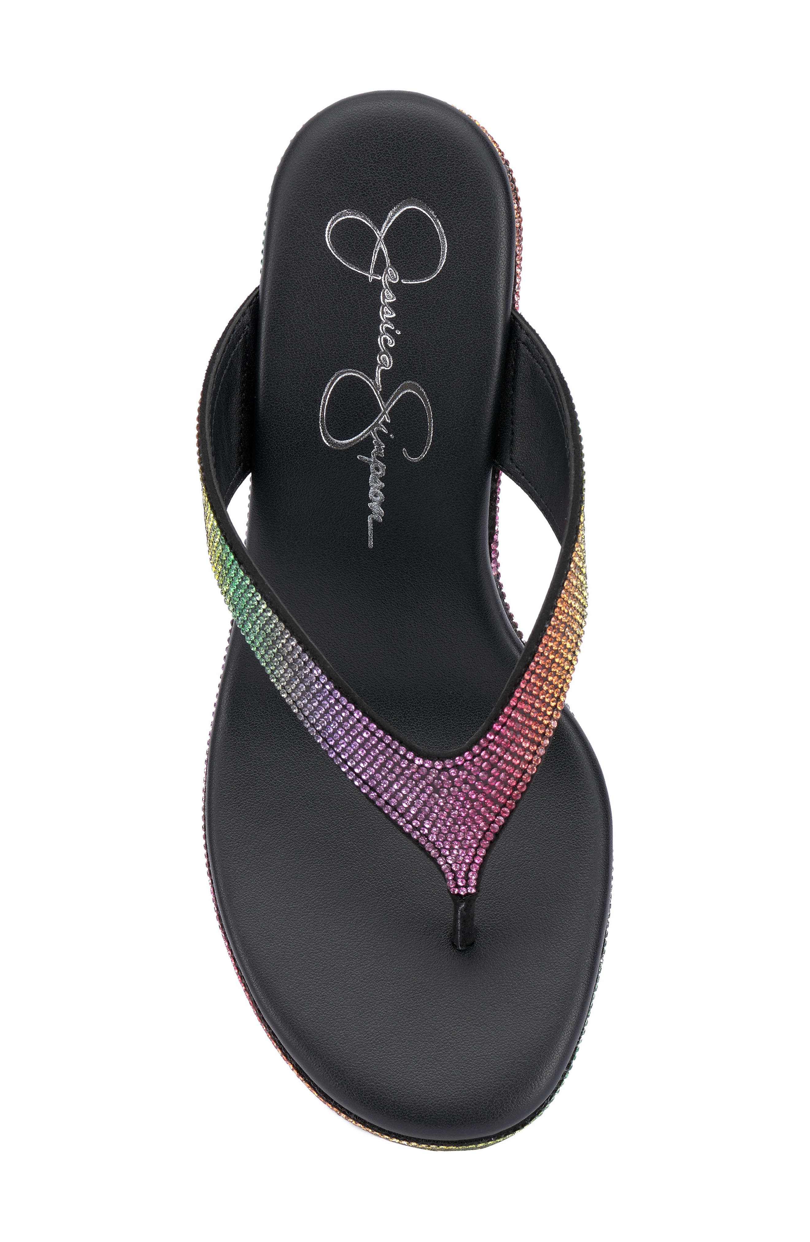 Stilla Platform Wedge Flip Flop, Alternate, color, BLACK/ RAINBOW