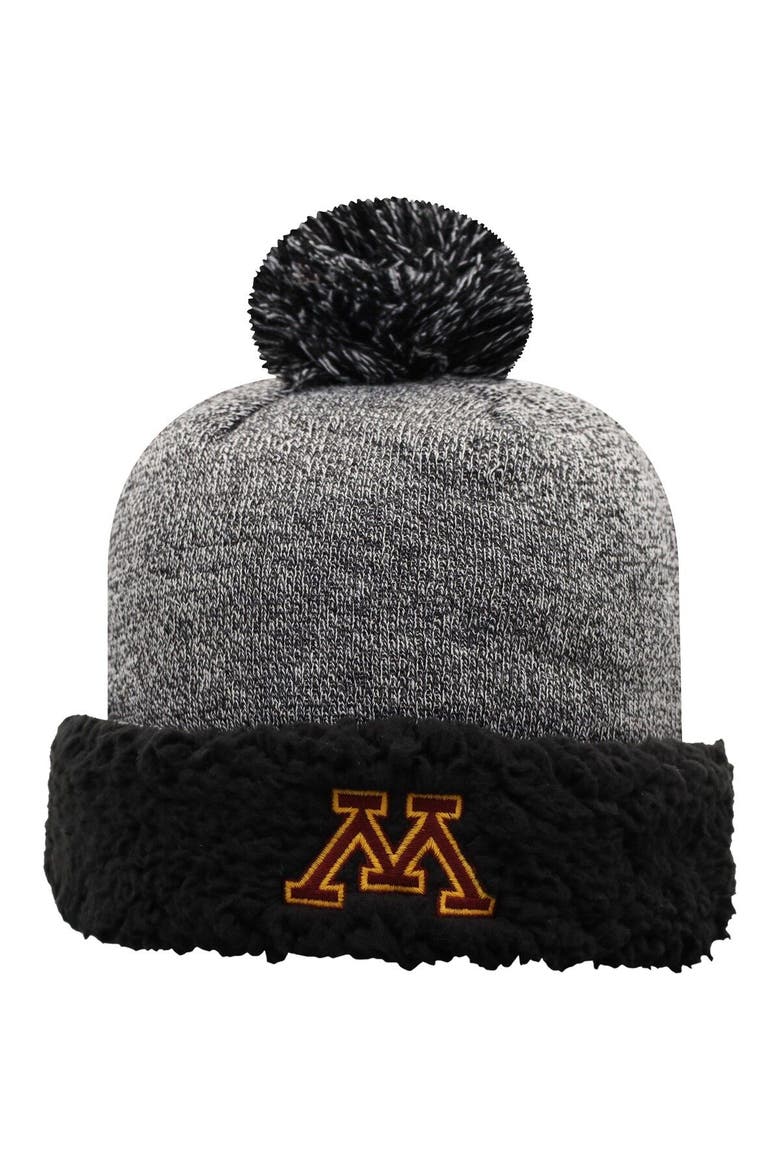 Women's Top of the World Black Minnesota Golden Gophers Snug Cuffed Knit Hat with Pom, Main, color, Black