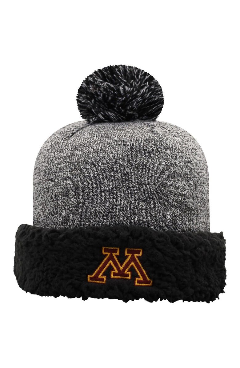 TOP OF THE WORLD Women's Top of the World Black Minnesota Golden Gophers Snug Cuffed Knit Hat with Pom, Main, color, Black