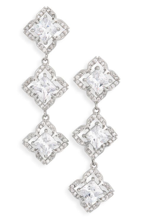 Raina Cubic Zirconia Clover Linear Earrings