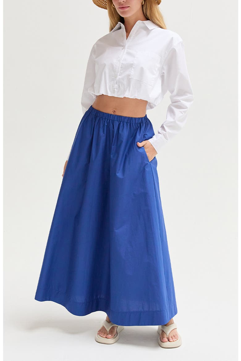 Gathered Poplin Maxi Skirt, Alternate, color, Cobalt Blue