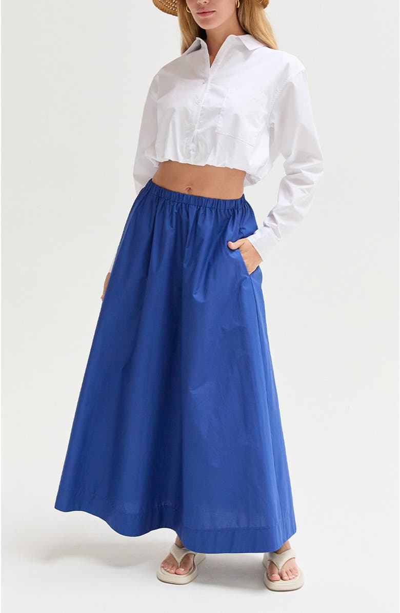 CRESCENT Gathered Poplin Maxi Skirt, Alternate, color, Cobalt Blue