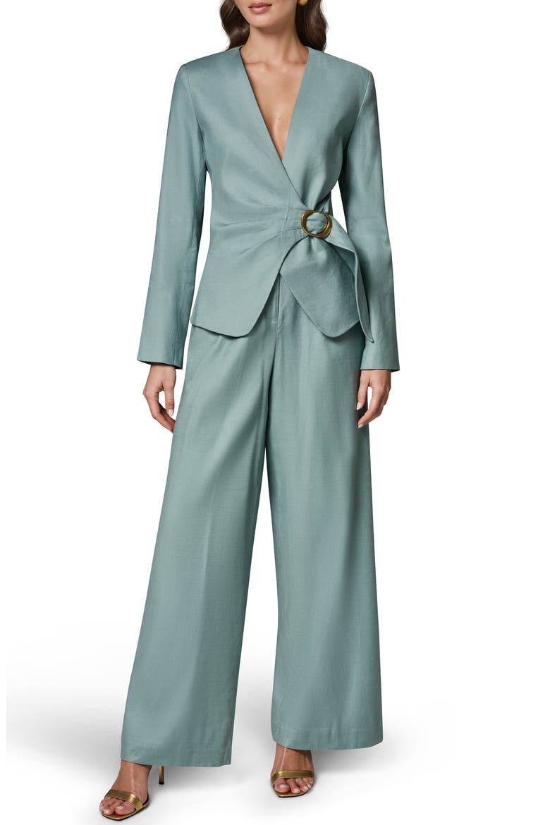 Linen Blend Wrap Jacket, Alternate, color, WATERLILY