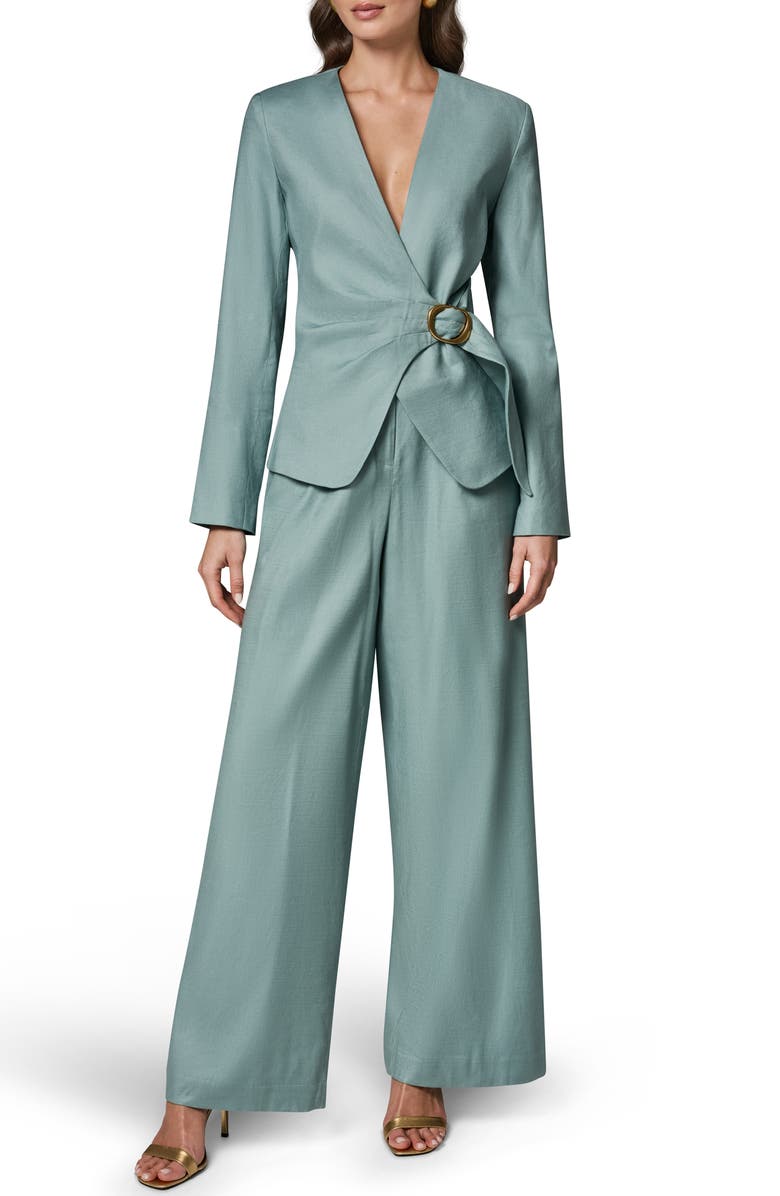 Donna Karan New York Linen Blend Wrap Jacket, Alternate, color, Waterlily