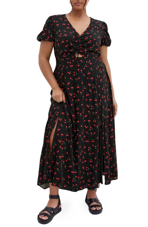 City Chic Jessie Cherry Print Maxi Dress