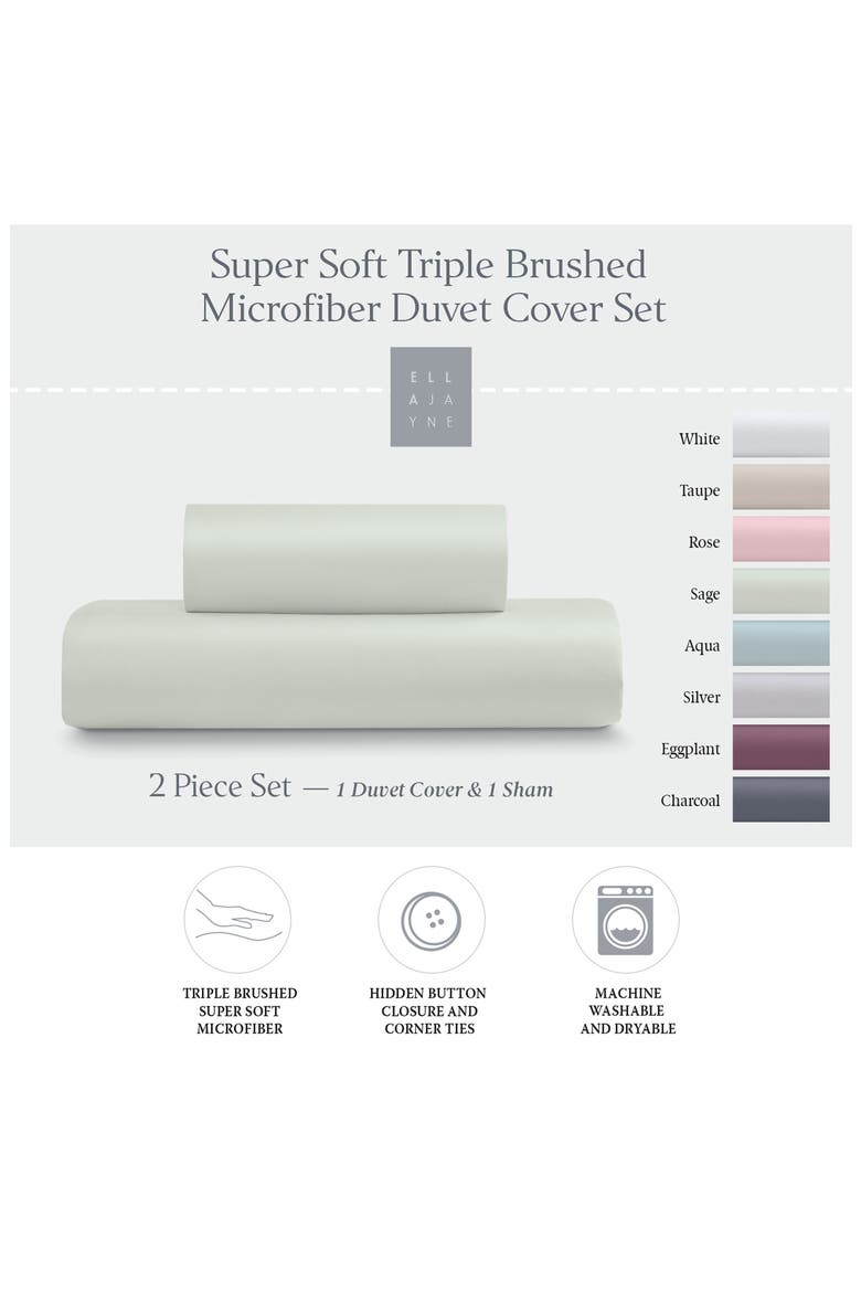 Triple Brushed Duvet Cover & Sham Set, Alternate, color, SAGE