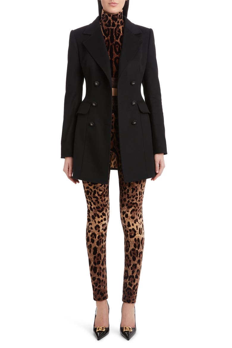Double Breasted Virgin Wool & Cashmere Jacket, Main, color, BLACK