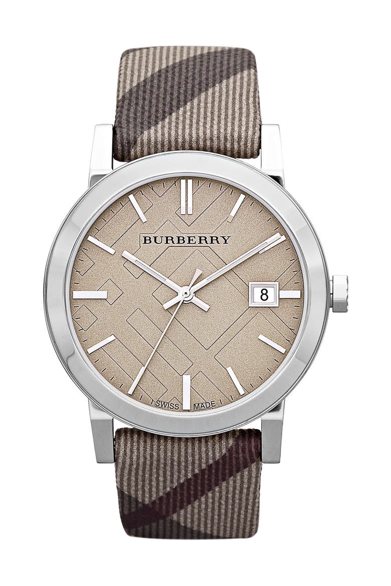 Large Check Strap Watch, 38mm, Main, color, SMOKE CHECK
