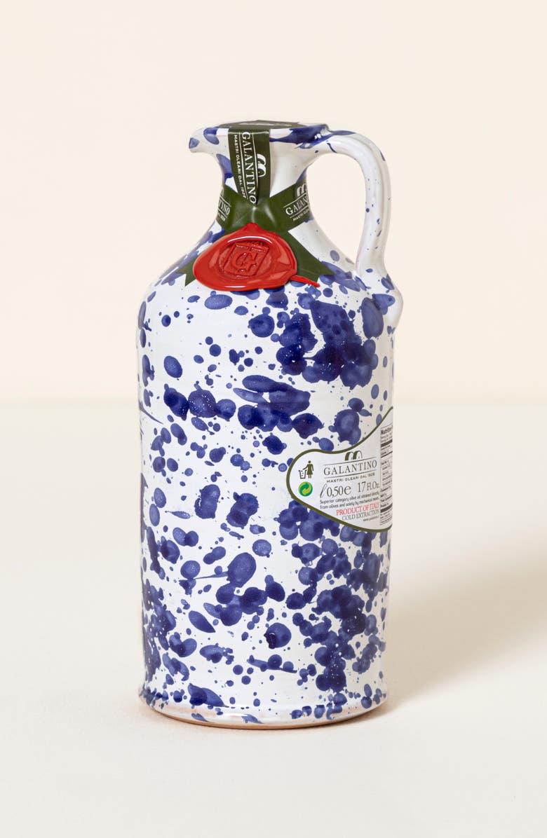 Uncommon Goods Italian Olive Oil & Hand-Painted Ceramic Vessel, Main, color, Cobalt Blue