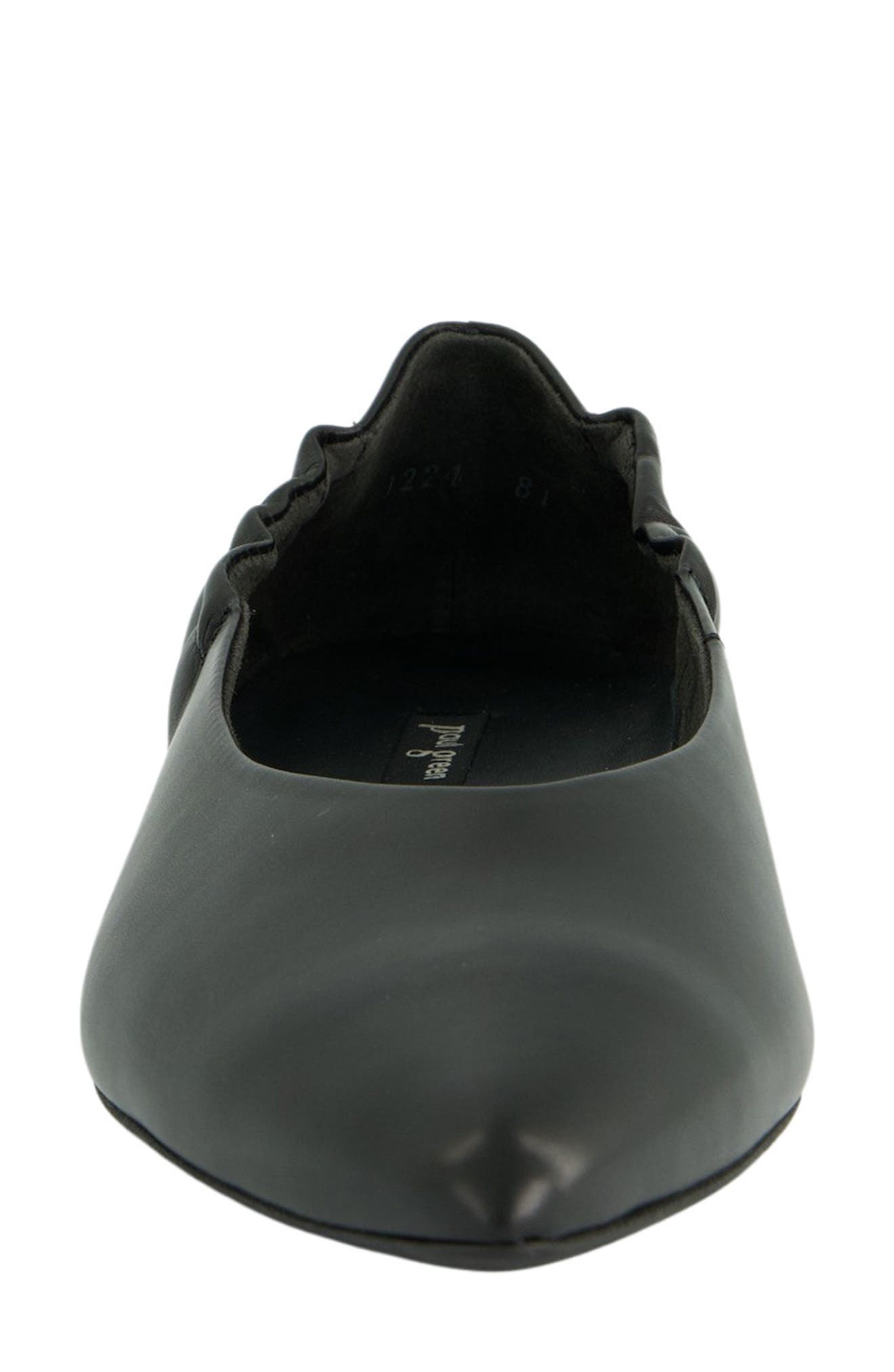 Elly Pointed Toe Flat, Alternate, color, BLACK LEATHER