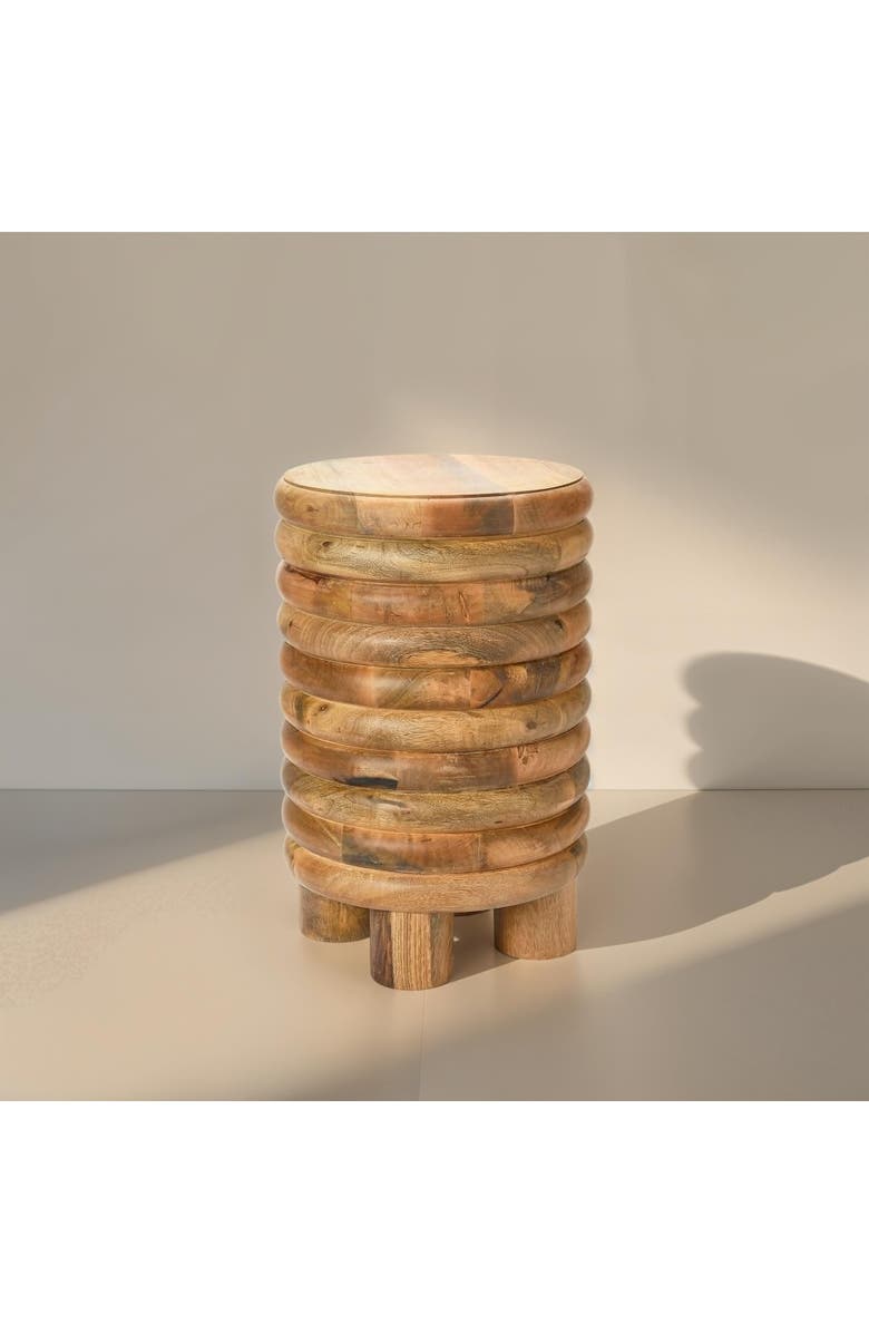 Olive Grove Dossier Vintage End Table or Stool, Alternate, color, Natural