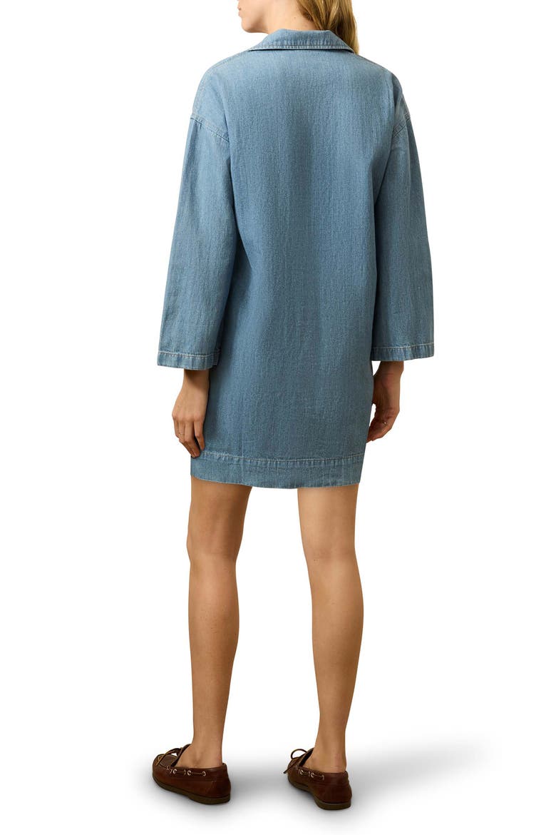 Sail Away Long Sleeve Organic Cotton & Linen Denim Mini Shirtdress, Alternate, color, BLUECREST WASH