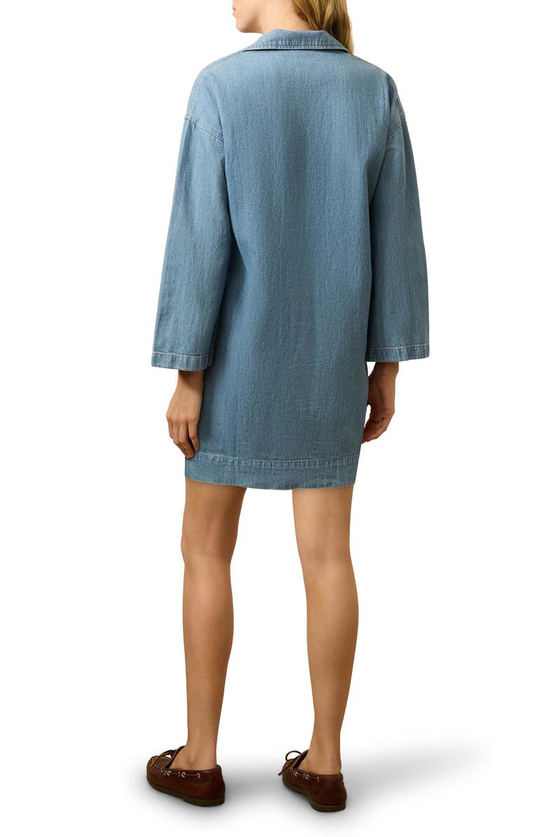 Faherty Sail Away Long Sleeve Organic Cotton & Linen Denim Mini Shirtdress, Alternate, color, Bluecrest Wash