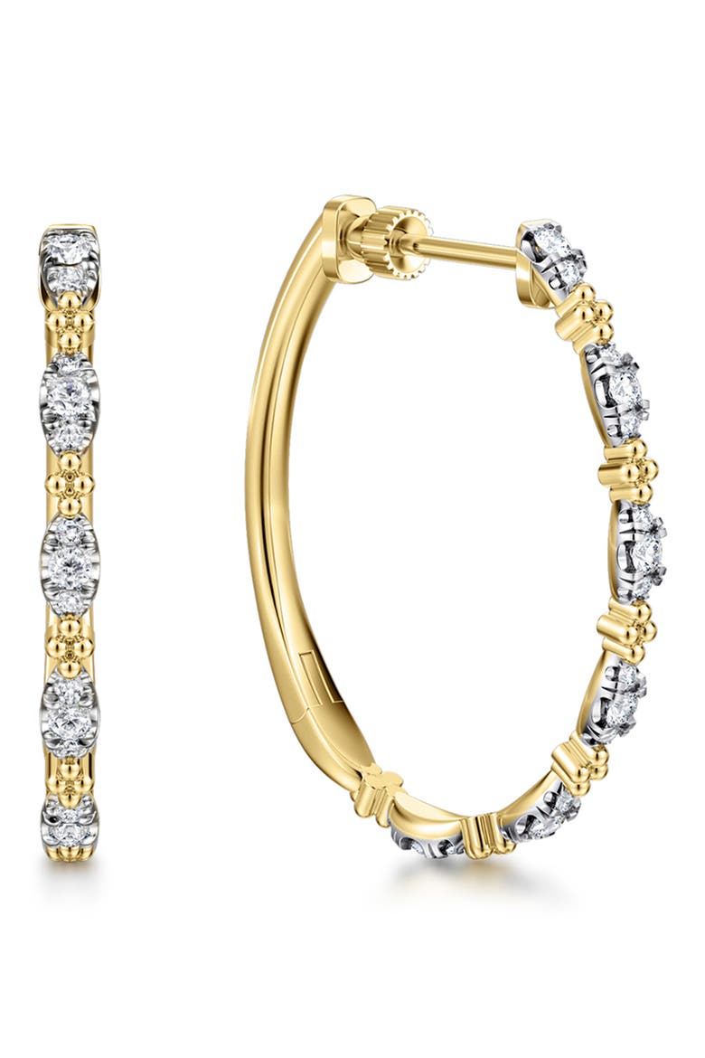 14k Gold Diamond Hoop Earrings, Main, color, 14K YELLOW GOLD