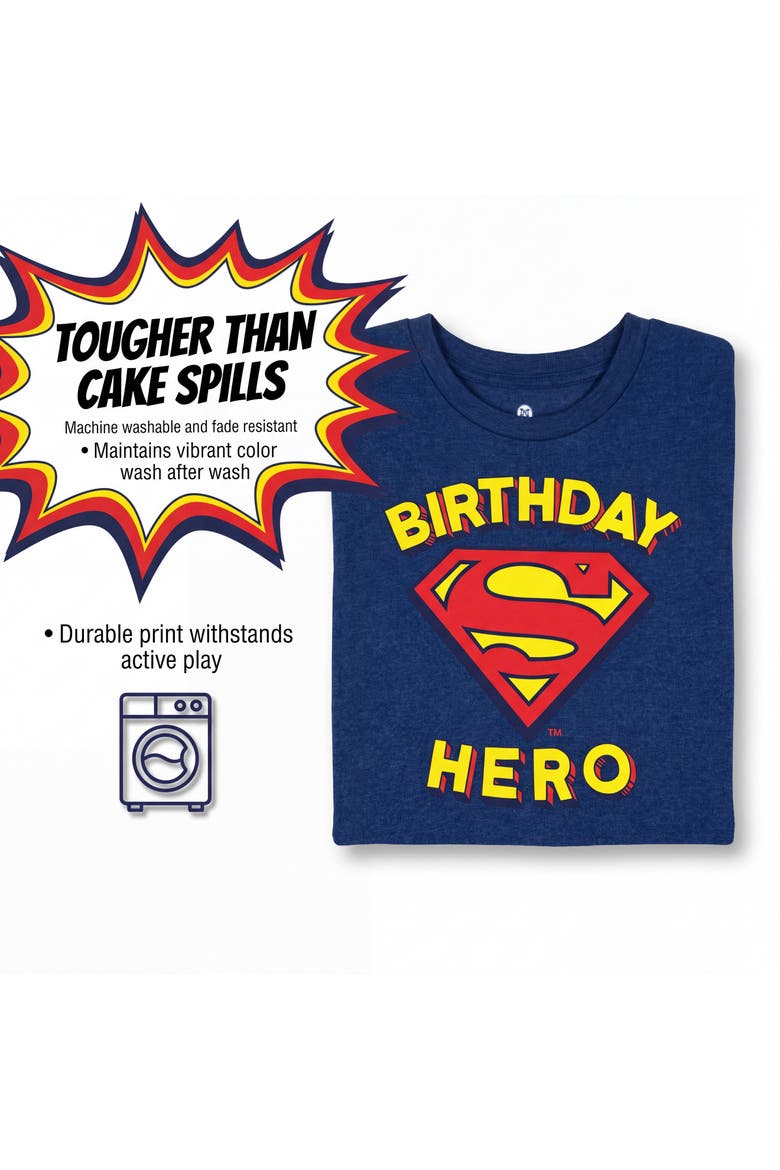 Justice League Superman Short Sleeve T-Shirt, Alternate, color, Navy Superman Birthday
